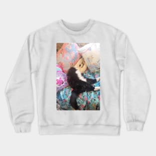 Tuxedo Cat Funny "Let Me Sleep!" Cute Sleeping Upside-Down Crewneck Sweatshirt